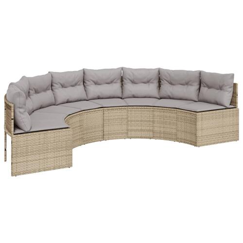 Sofasæt til haven 2 dele halvrund polyrattan beige