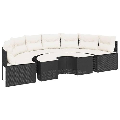 Sofasæt til haven 2 dele halvrund polyrattan sort