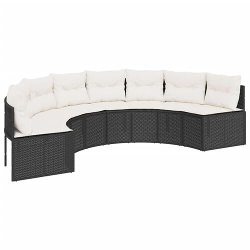Sofasæt til haven 2 dele halvrund polyrattan sort