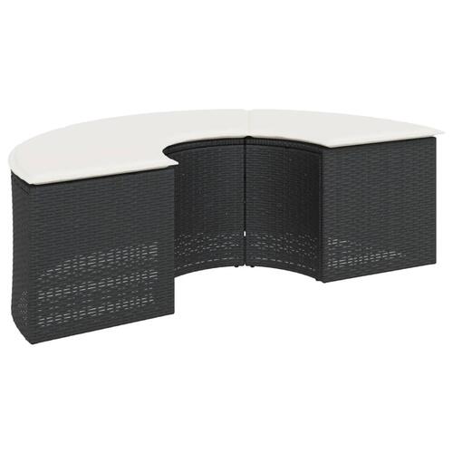 Sofasæt til haven 2 dele halvrund polyrattan sort