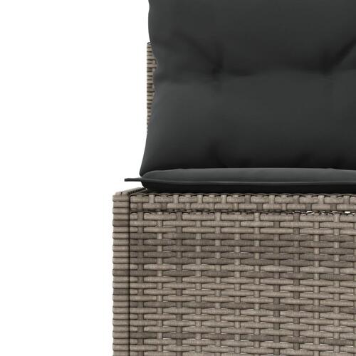 Havesofa med bord og hynder halvrund polyrattan grå