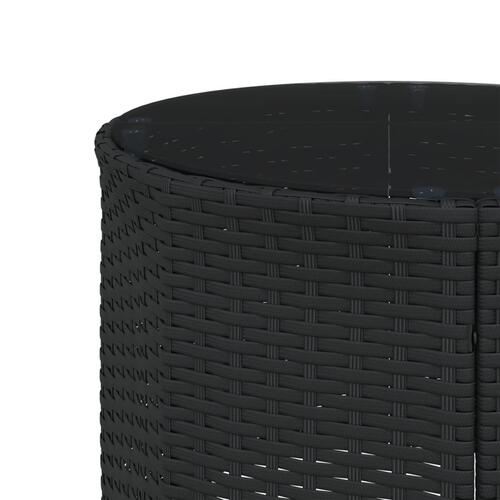 Havesofa med bord og hynder rund polyrattan sort