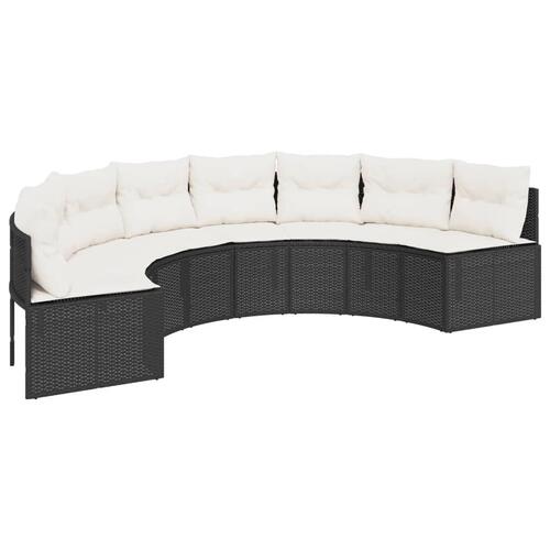 Sofasæt til haven 3 dele halvrund polyrattan sort