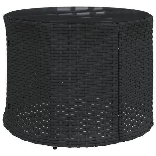 Havesofa med bord og hynder halvrund polyrattan sort