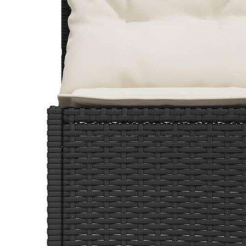 Havesofa med bord og hynder halvrund polyrattan sort
