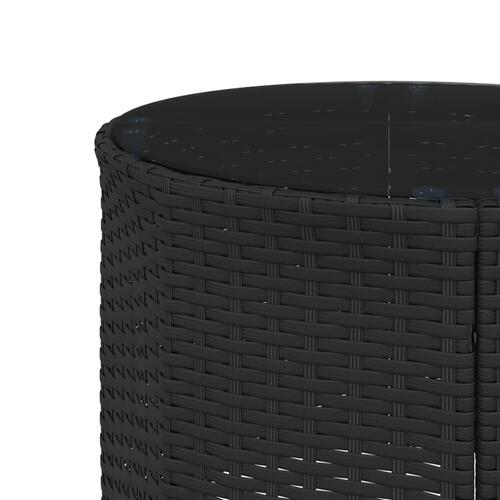 Havesofa med bord og hynder halvrund polyrattan sort