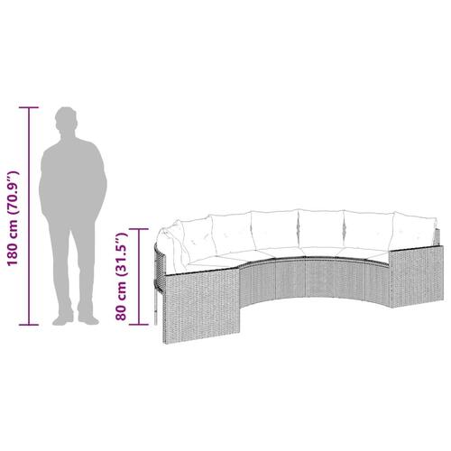 Havesofa med bord og hynder halvrund polyrattan grå