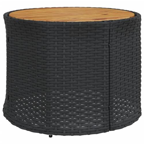 Havesofa med bord og hynder rund polyrattan sort