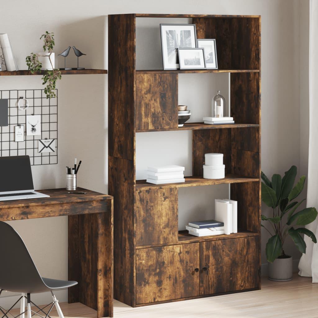 Bogreol 100 x 36 x 189 cm i konstrueret træ - røget egetræsfarve