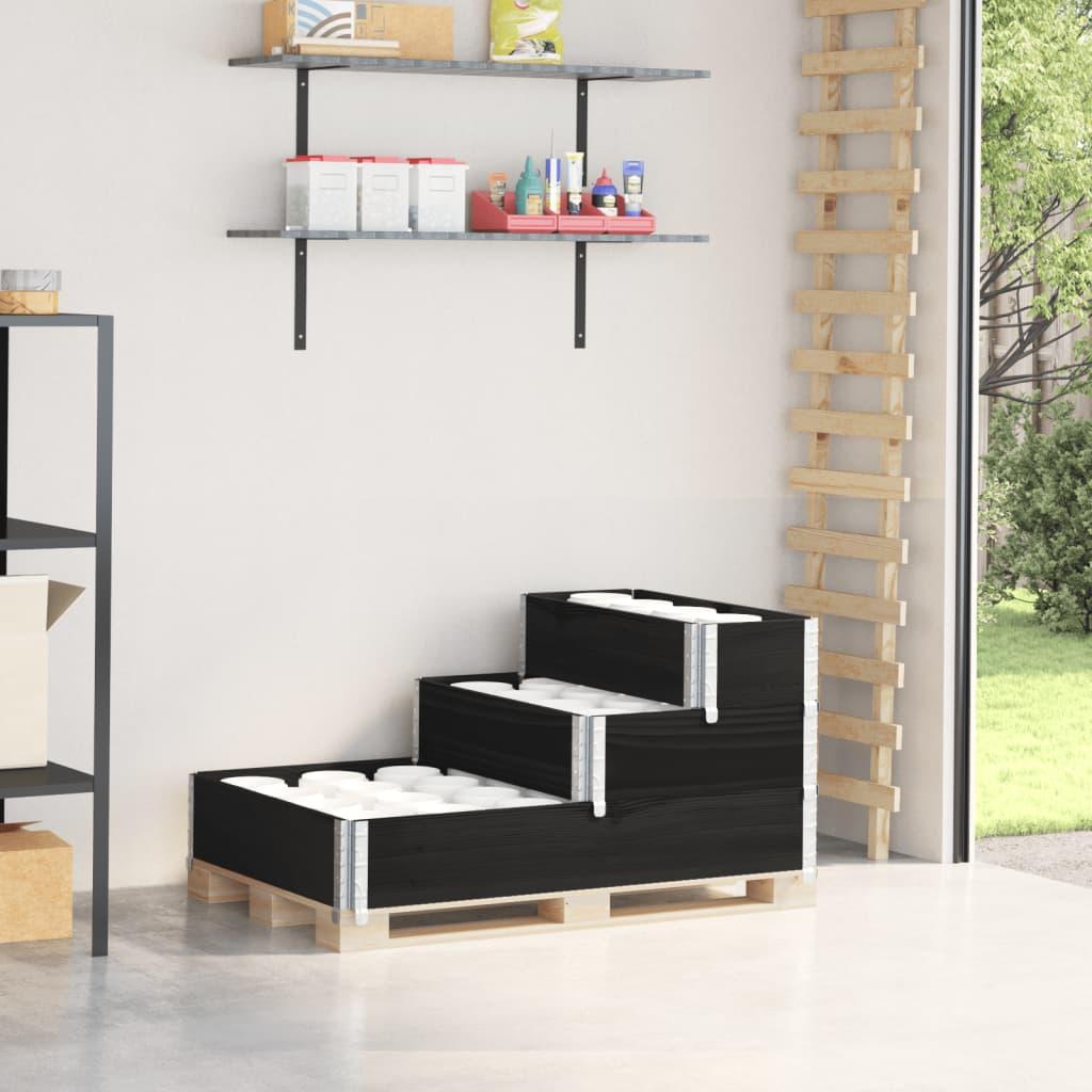 Højbed 120×80 cm 3 niveauer massivt fyrretræ sort