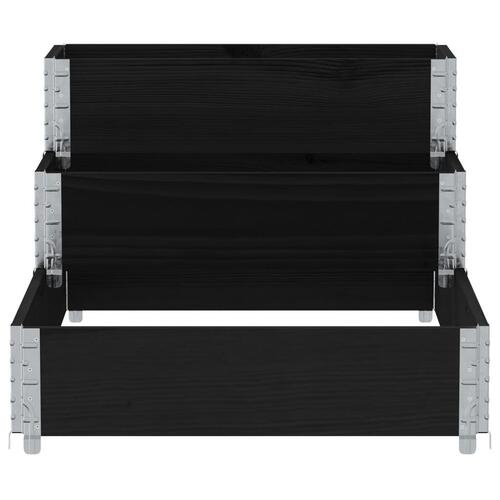 Højbed 120x80 cm 3 niveauer massivt fyrretræ sort