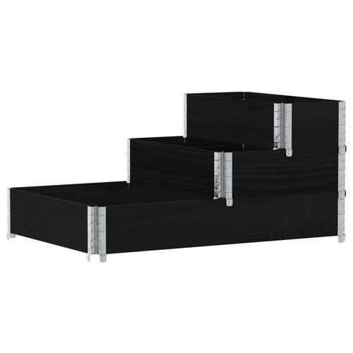 Højbed 120x80 cm 3 niveauer massivt fyrretræ sort