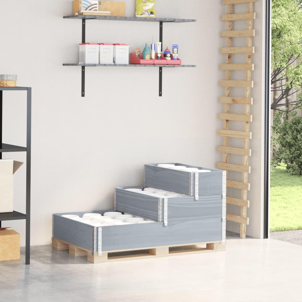 Højbed 120×80 cm 3 niveauer massivt fyrretræ grå