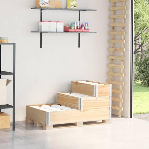 Højbed 120x80 cm 3 niveauer massivt fyrretræ