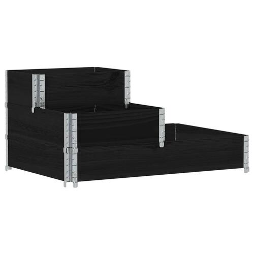Højbed 120x80 cm 3 niveauer massivt fyrretræ sort