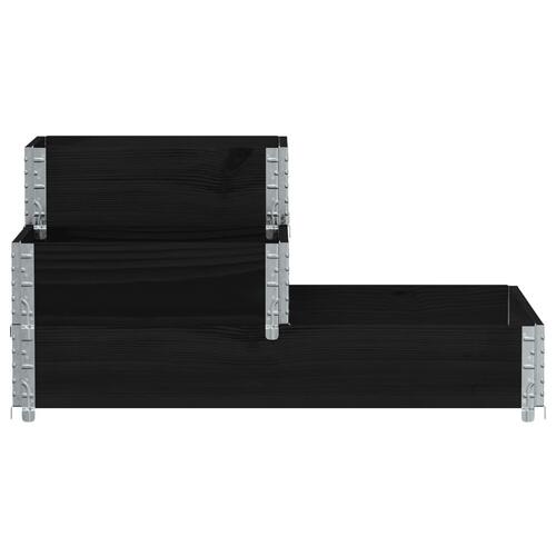 Højbed 120x80 cm 3 niveauer massivt fyrretræ sort