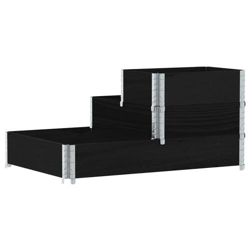 Højbed 120x80 cm 3 niveauer massivt fyrretræ sort