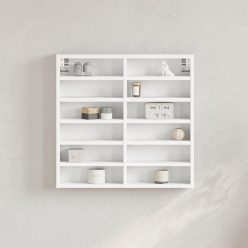 Vitrineskab 60x8,5x58 cm konstrueret træ hvid