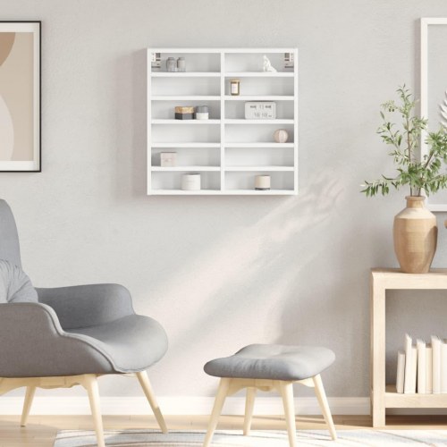Vitrineskab 60x8,5x58 cm konstrueret træ hvid
