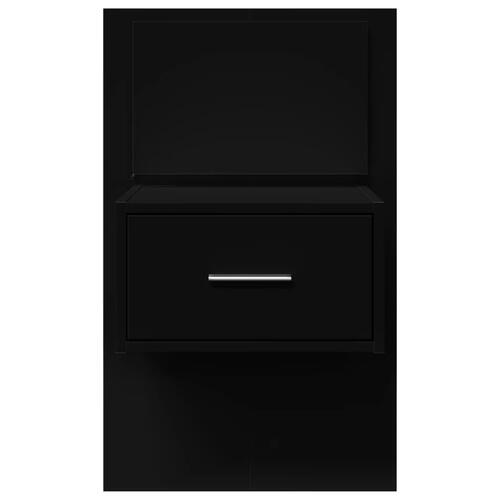 Væghængte sengeborde 2 stk. med LED-lys sort