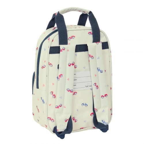 Nait Nait Coches skoletaske - beige børnerygsæk 20 × 28 × 8 cm