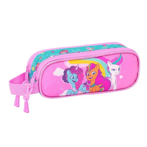 My Little Pony penalhus - Dobbelt carry‑all, pink/turkis, 21 × 8 × 6 cm