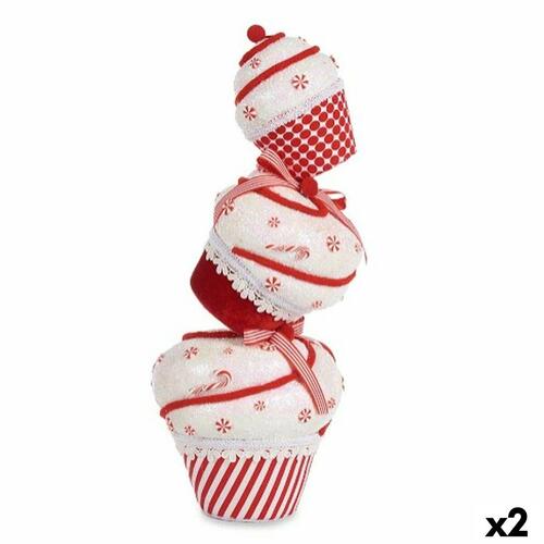 Dekorativ figur Tårn Kage Hvid Rød polystyren 20 x 50 x 20 cm (2 enheder)