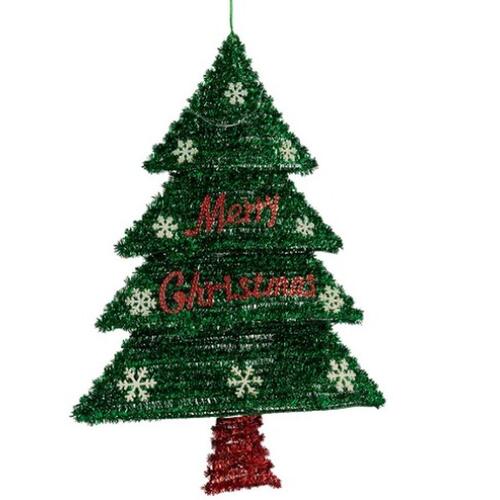 Julepynt Halskæde Juletræ Lametta LED Lys Rød Grøn polypropylen PET 44 x 58,8 x 7 cm (12 enheder)