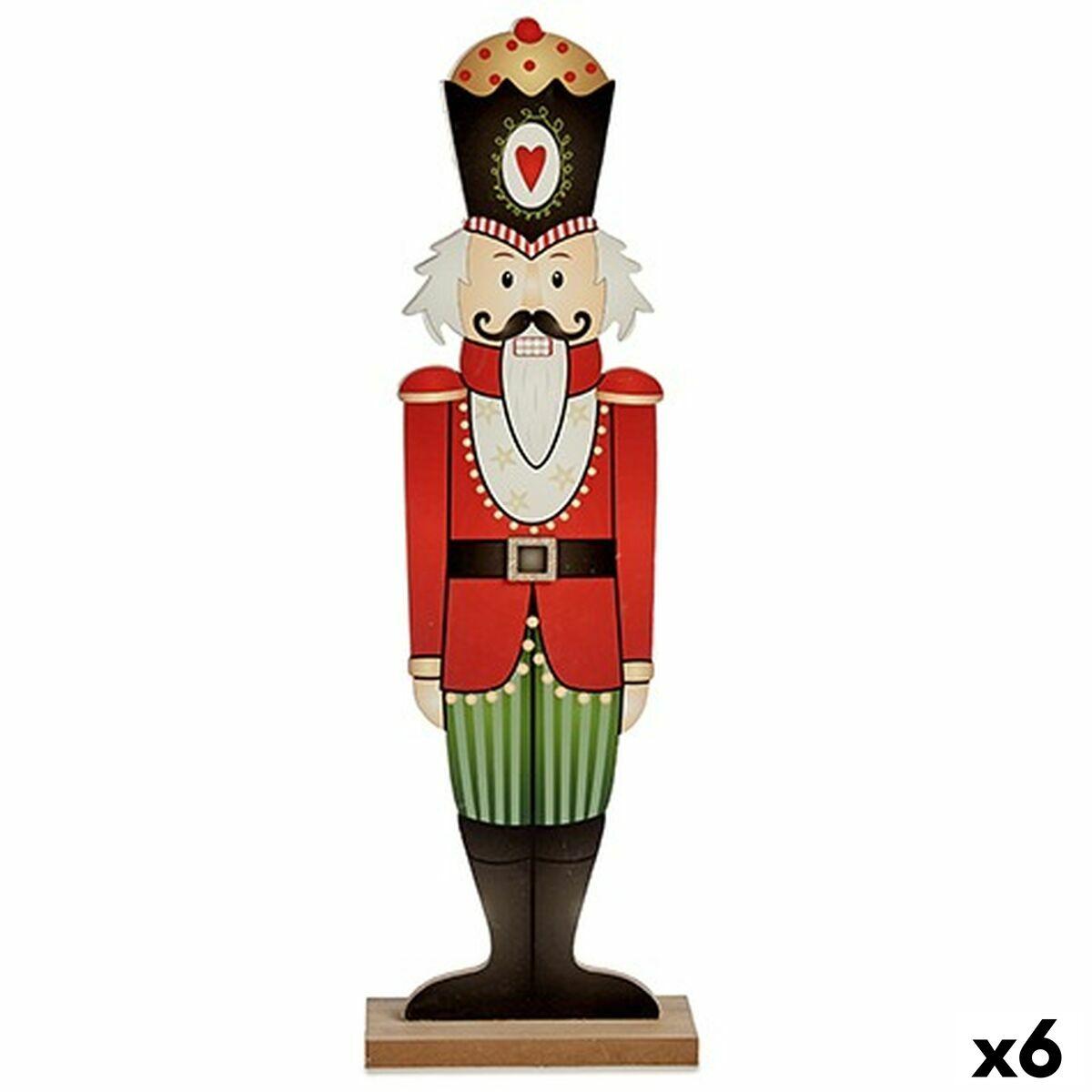 Dekorativ figur Nøddeknækker Hvid Sort Rød Grøn Træ 10 x 60 x 19 cm (6 enheder)