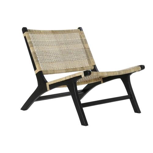 Lænestol Sort Natur Træ Teak 65 x 78 x 68 cm
