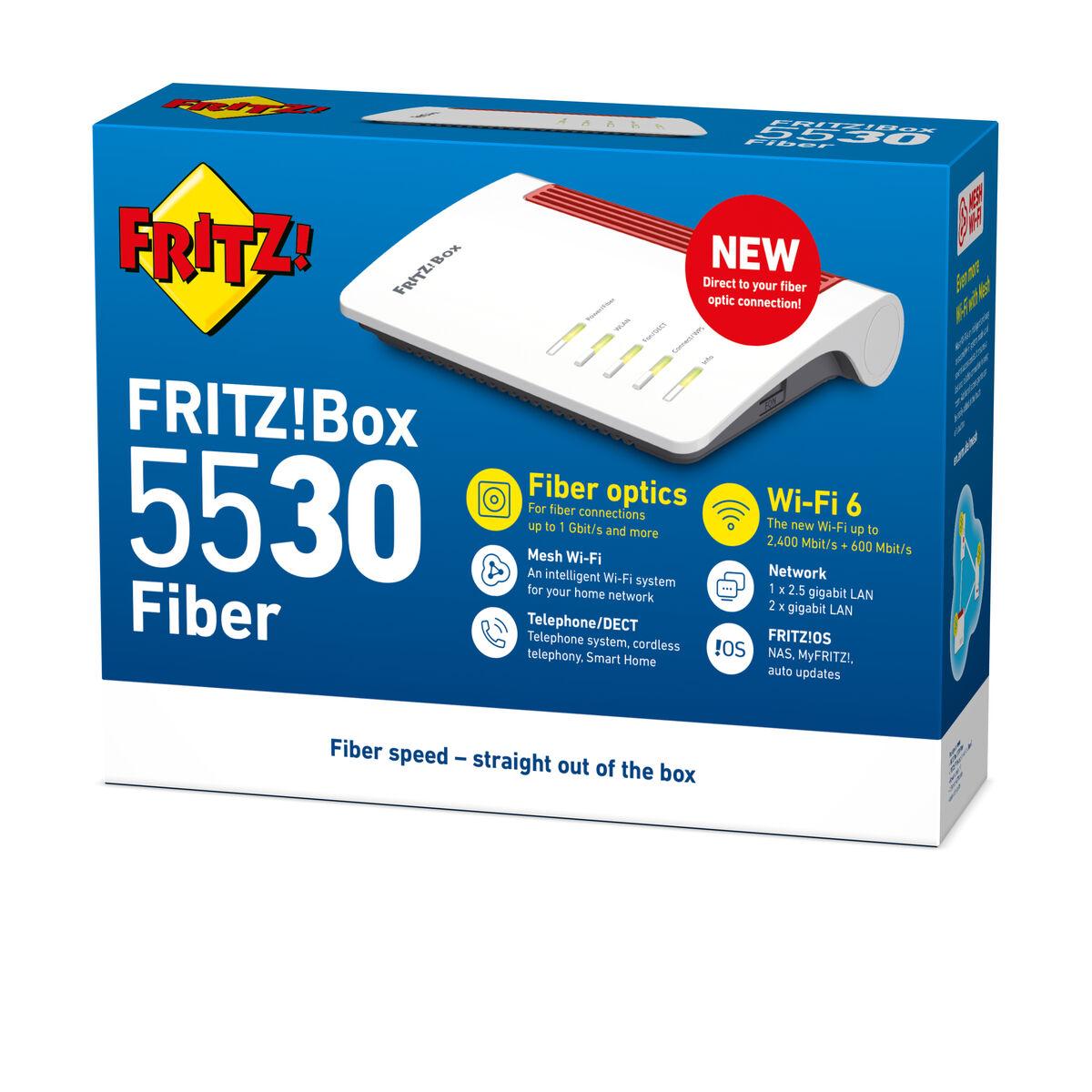 Fritz! FRITZ!Box 5530 Fiber router - WiFi 6, gigabit LAN, vægmontering