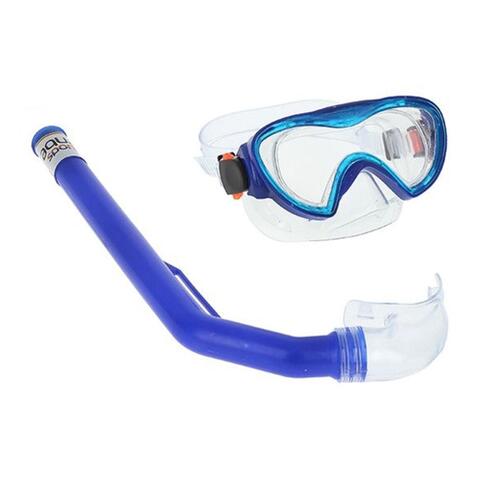 Snorkel beskyttelsesbriller og rør til børn Junior Colorbaby Blå Sort
