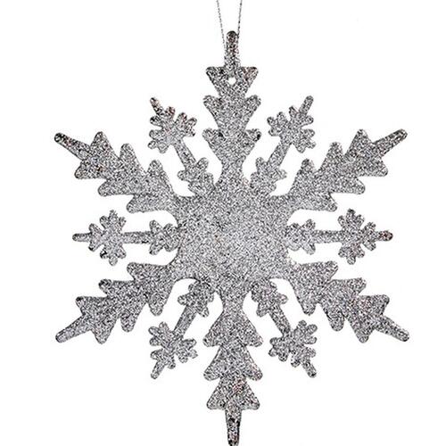 Julepynt Snefnug Sølvfarvet Plastik Skinne 15 x 15 x 0,2 cm (24 enheder)