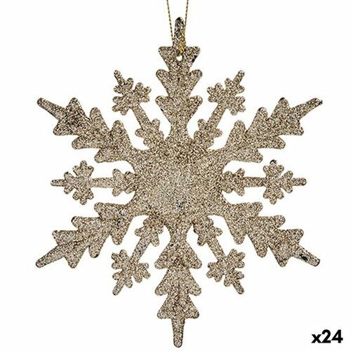 Julepynt Snefnug champagne Plastik Skinne 15 x 15 x 0,2 cm (24 enheder)