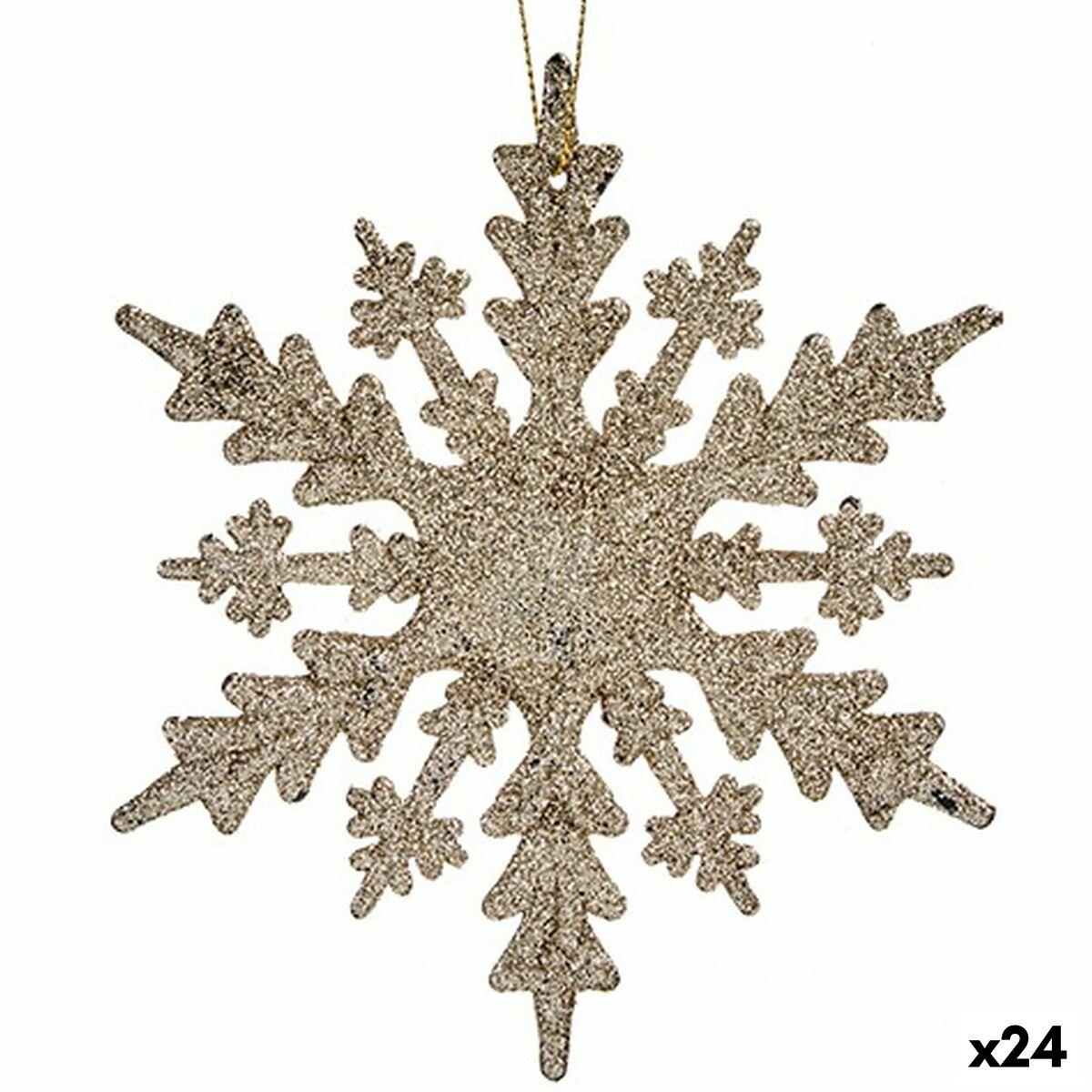 Julepynt Snefnug champagne Plastik Skinne 15 x 15 x 0,2 cm (24 enheder)