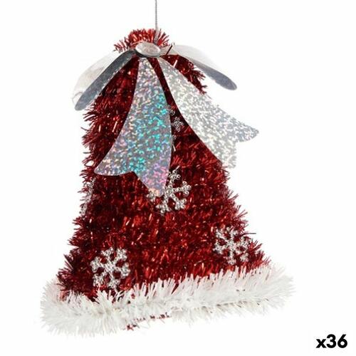 Julepynt Halskæde Hætter Lametta Hvid Rød 10,2 x 13 x 10,2 cm (36 Enheder)