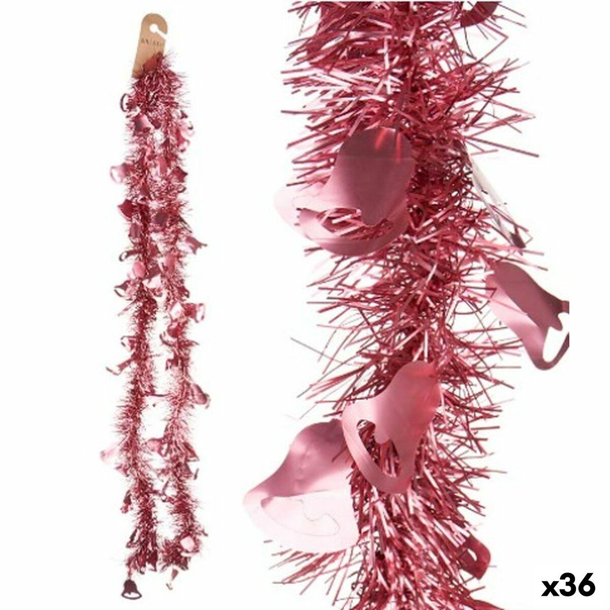 Juleguirlande Lametta Hætter Pink Plastik 12 x 12 x 200 cm (36 Enheder)