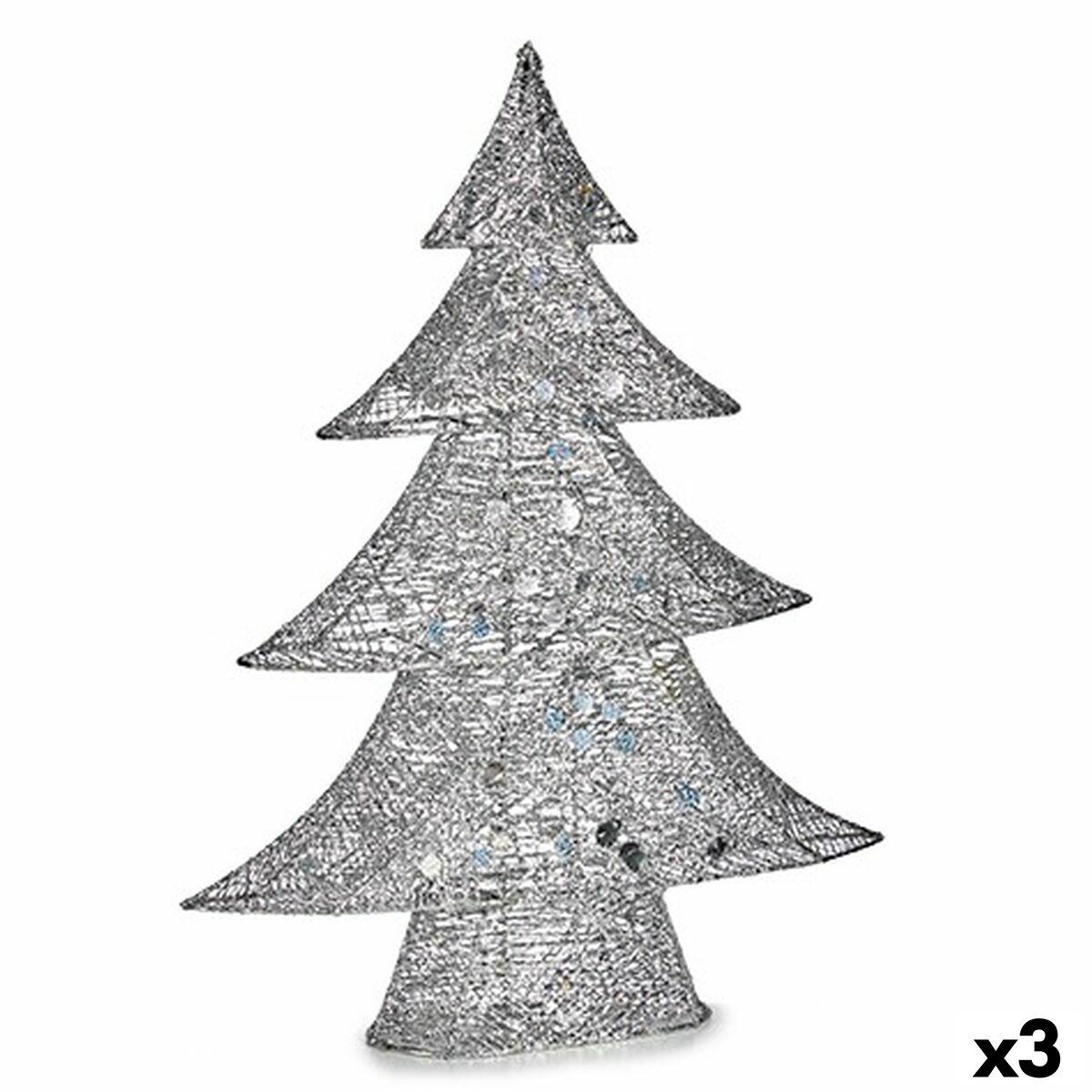 Dekorativ figur Juletræ Metal Sølvfarvet 12 x 59,5 x 48,5 cm (3 enheder)