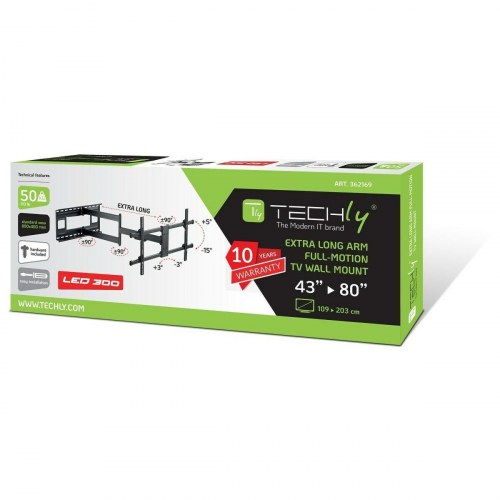 Techly ICA-PLB 490 vægkonsol til TV 43"-80", sort