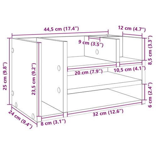 Dueslag til skrivebord 44,5x24x25 cm konstrueret træ hvid