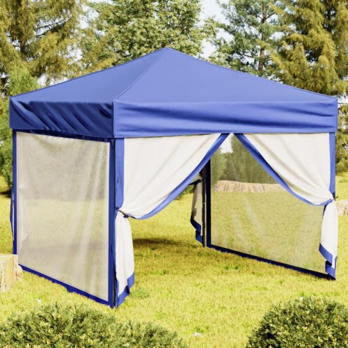 Foldbart festtelt med sidevægge 3×3 m - blå