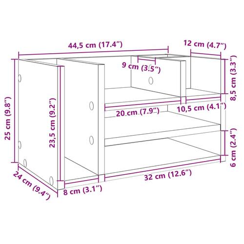 Dueslag til skrivebord 44,5x24x25 cm konstrueret træ røget eg