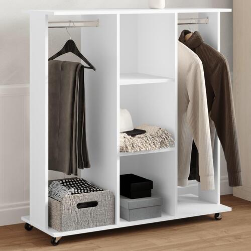 Klædeskab med hjul 102x38x110 cm konstrueret træ hvid