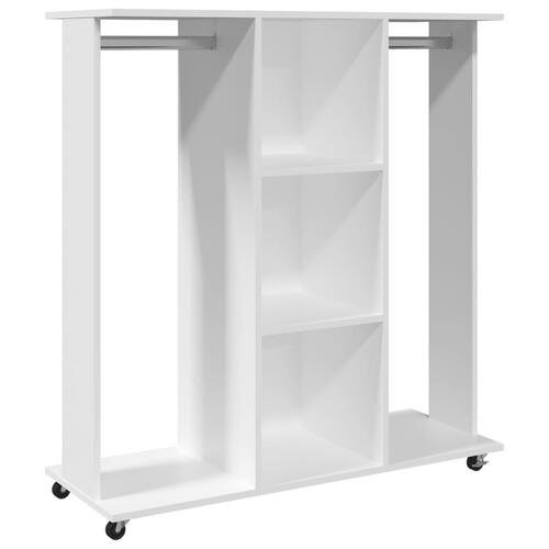 Klædeskab med hjul 102x38x110 cm konstrueret træ hvid