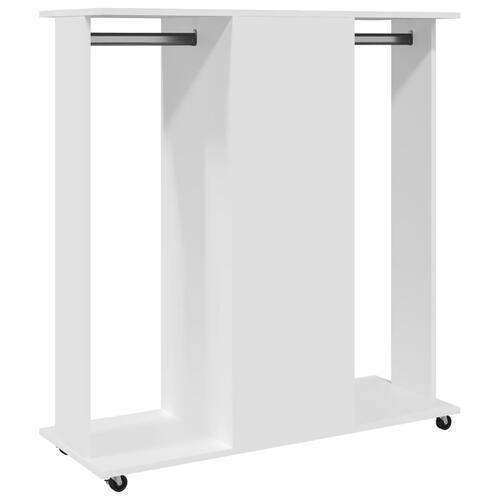 Klædeskab med hjul 102x38x110 cm konstrueret træ hvid
