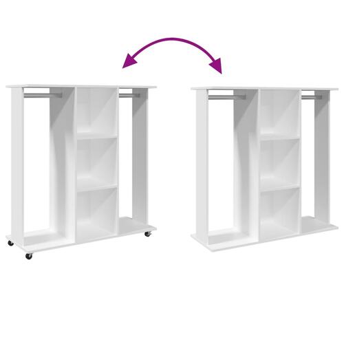 Klædeskab med hjul 102x38x110 cm konstrueret træ hvid