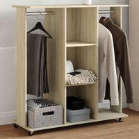 Klædeskab med hjul 102x38x110 cm konstrueret træ sonoma-eg