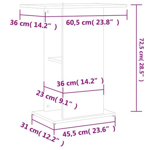 Akvariebord 60,5x36x72,5 cm konstrueret træ grå sonoma-eg