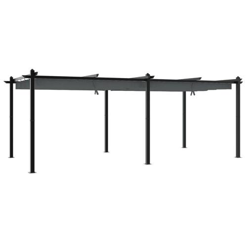 Pavillon med sammenrulleligt tag 3x6 cm aluminium antracitgrå