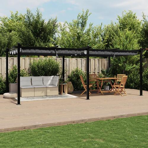 Pavillon med sammenrulleligt tag 3x6 cm aluminium antracitgrå